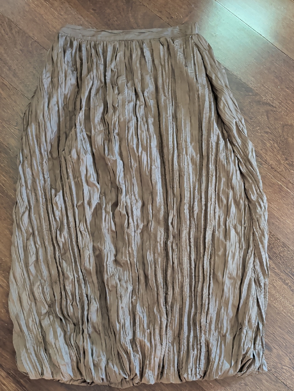 Zara Crinkled Brown Maxi Skirt